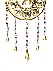 Dekoratives Windspiel, kreisförmig – Elefanten – golden