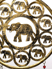 Dekoratives Windspiel, kreisförmig – Elefanten – golden