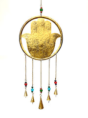 Decorative Hamsa hand wind chime - gold