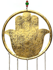 Decorative Hamsa hand wind chime - gold