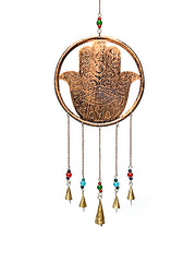 Decorative Fatima Hand Hamsa wind chimes - copper