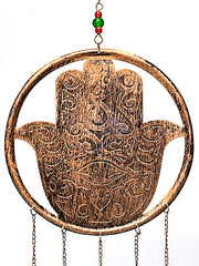 Decorative Fatima Hand Hamsa wind chimes - copper