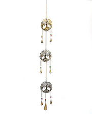 Triple tree of life decorative wind chime - gold