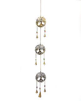 Carillon décoratif triple arbre de vie -  doré
