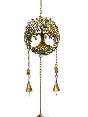 Triple tree of life decorative wind chime - gold