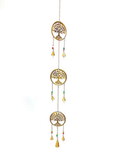 Triple tree of life decorative wind chimes - gold