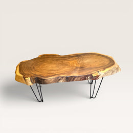 Table Basse en Bois Suar - Plateau Naturel  6cm
