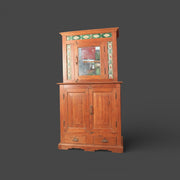 Antique two-part cabinet - Green ceramic tiles and drawers
