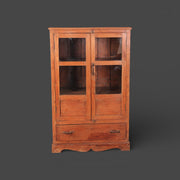 Antike Vitrine aus Teakholz - Glastüren und Schubladen