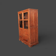 Antike Vitrine aus Teakholz - Glastüren und Schubladen