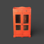 Kleine antike Holzvitrine - Rote Patina
