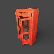 Kleine antike Holzvitrine - Rote Patina