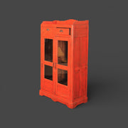 Kleine antike Holzvitrine - Rote Patina