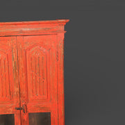 Original antique small display cabinet - Red patina