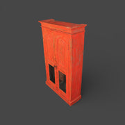 Original antique small display cabinet - Red patina