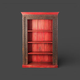Étagère, bibliothèque ancienne en teck sculpté