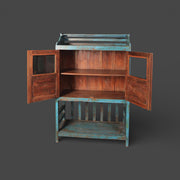 Vintage wooden display cabinet - Turquoise patina