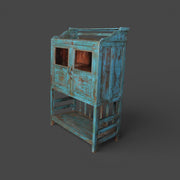 Vintage wooden display cabinet - Turquoise patina