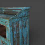Vintage wooden display cabinet - Turquoise patina
