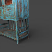 Vintage wooden display cabinet - Turquoise patina