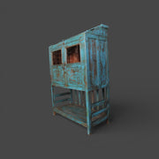 Vintage wooden display cabinet - Turquoise patina
