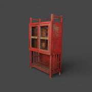 Antike Vitrine aus rotem Holz