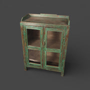 Kleine alte Vitrine aus Holz - Grüne Patina