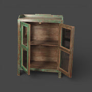 Kleine alte Vitrine aus Holz - Grüne Patina
