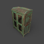 Kleine alte Vitrine aus Holz - Grüne Patina