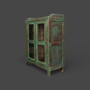 Kleine alte Vitrine aus Holz - Grüne Patina