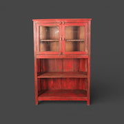 Antique display cabinet in red wood - Upcycled