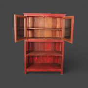 Antique display cabinet in red wood - Upcycled