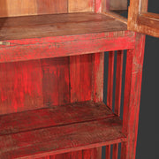 Antique display cabinet in red wood - Upcycled