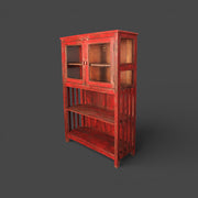 Antique display cabinet in red wood - Upcycled