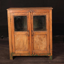 Kleine antike Vitrine aus recyceltem Holz