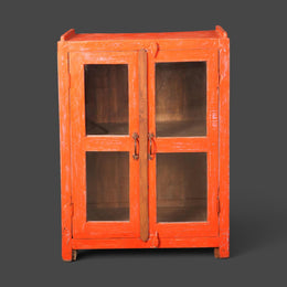 Kleine antike Vitrine aus recyceltem Holz