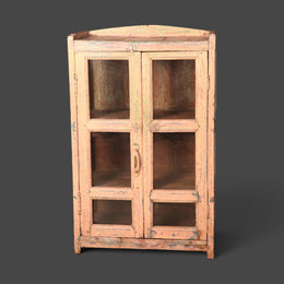 Kleine antike Vitrine aus recyceltem Holz