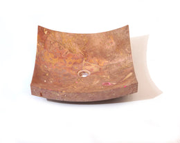 Vasque carré en marbre rose d'Indonésie