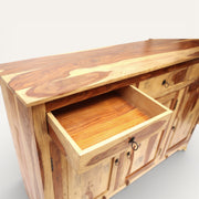 Buffet en Bois de Rose Sheesham - 3 Tiroirs 3 Portes