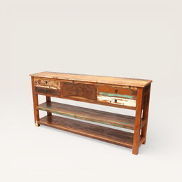 Large Console Table in Reclaimed Solid Wood - Elegant Hallway Furniture