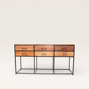 Large Console Table with Metal Drawers and Reclaimed Wood