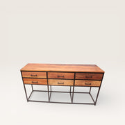Large Console Table with Metal Drawers and Reclaimed Wood