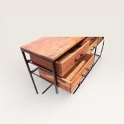 Large Console Table with Metal Drawers and Reclaimed Wood