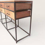 Large Console Table with Metal Drawers and Reclaimed Wood