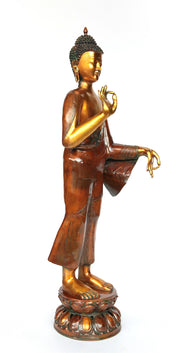 Bronze standing Buddha statue