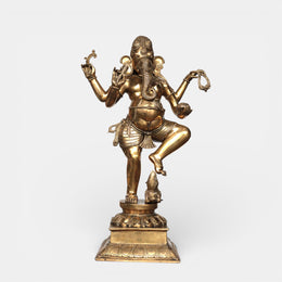 Large standing bronze statue of Ganesh and Mûshika