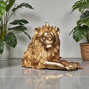 Bronze statue of a recumbent lion