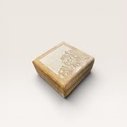 Brown and White Carved Wooden Box
