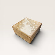 Brown and White Carved Wooden Box