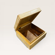 Brown and White Carved Wooden Box